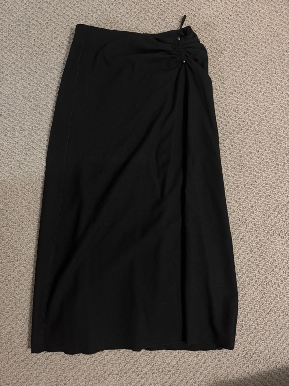 Massimo Dutti Black Maxi Skirt with Side Gather